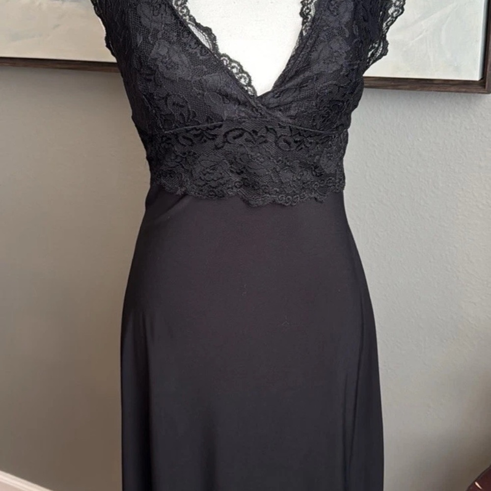Charlotte Russe Women’s Black Lace Slip Tie Dress Y2K Size Small